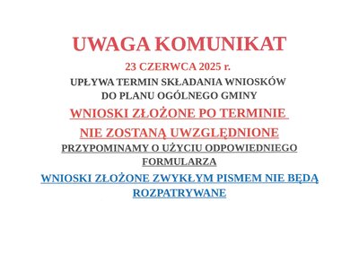 zdjęcie wprowadzające do artykułu: WNIOSKI DO PLANU OGÓLNEGO GMINY