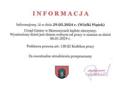 zdjęcie do
														 artykułu: INFORMACJA 