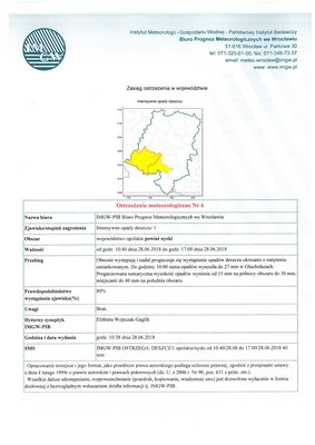 zdjęcie do
														 artykułu: Otrzeżenie meteorologiczne Nr 6 