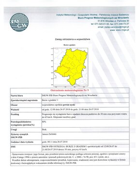 zdjęcie do
														 artykułu: Ostrzeżenie meteorologiczne nr 9