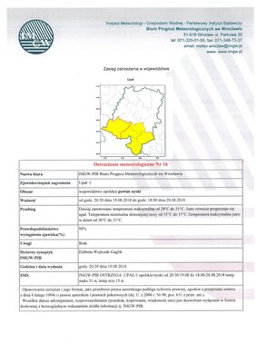 zdjęcie do
														 artykułu: Ostrzeżenie meteorologiczne Nr 16