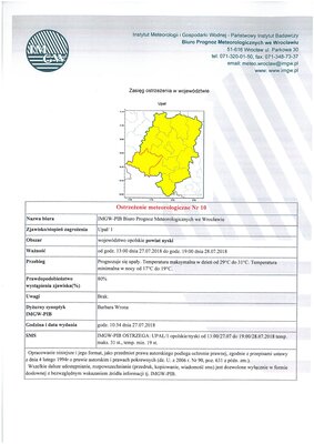 zdjęcie do
														 artykułu: Ostrzeżenie meteorologiczne Nr 10 