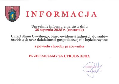 zdjęcie do
														 artykułu: INFORMACJA 