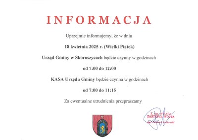 zdjęcie do
														 artykułu: W Wielki Piątek urząd czynny do 12:00