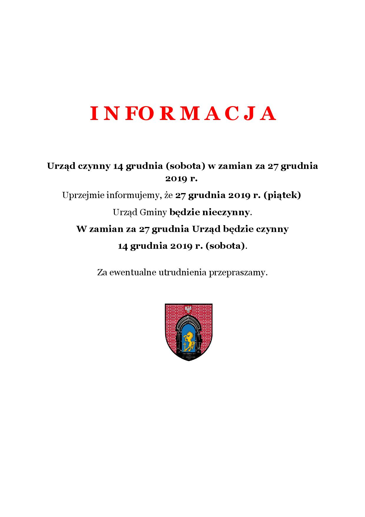 Informacja dla mieszkańców