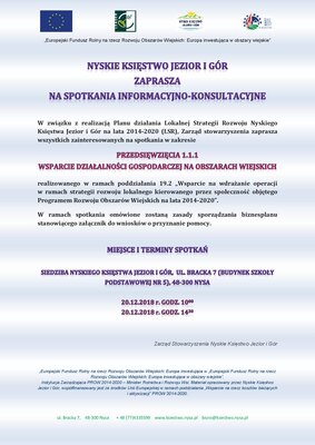 zdjęcie do
														 artykułu: Nyskie Księstwo Jezior i Gór zaprasza na spotkania w ramach aktywizacji w zakresie sporządzania biznesplanu