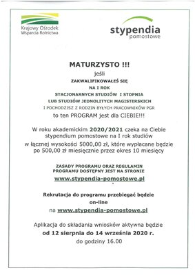 zdjęcie do
														 artykułu: XIX edycja Programu Stypendiów Pomostowych w roku akademickim 2020/2021