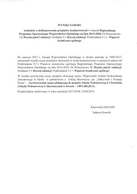 zdjęcie do
														 artykułu: WYNIKI NABORU 