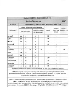 zdjęcie do
														 artykułu: HARMONOGRAM ZBIÓRKI ODPADÓW W 2017 ROKU