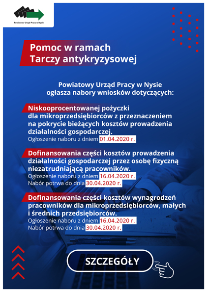 Powiatowy Urząd Pracy w Nysie ogłasza nabory wniosków dotyczących