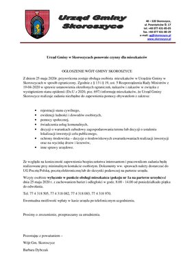 zdjęcie do
														 artykułu: Urząd Gminy w Skoroszycach ponownie czynny dla mieszkańców