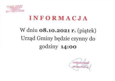 zdjęcie do
														 artykułu: Urząd Gminy czynny do godz. 14:00