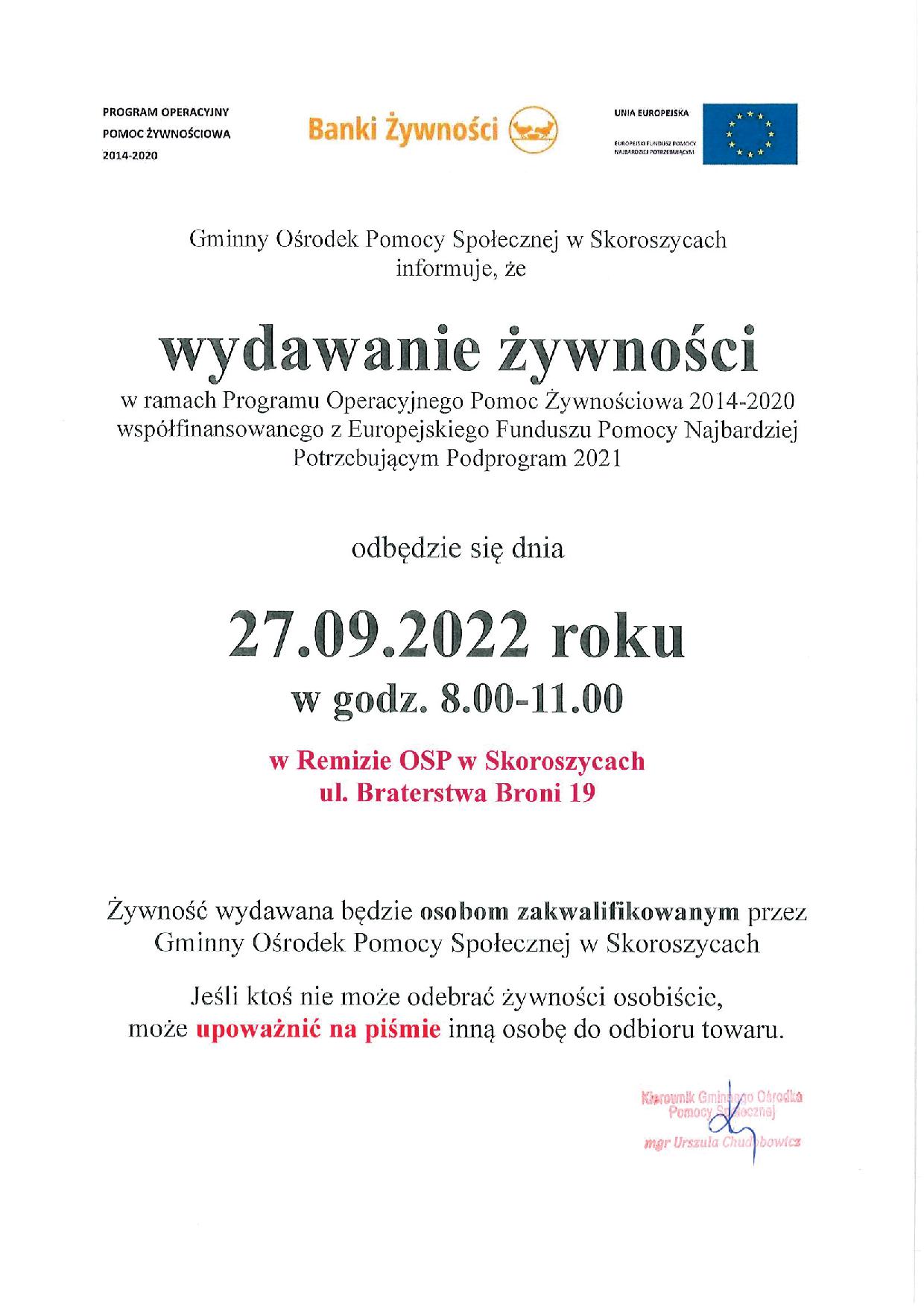 27-09-2022 Wydawanie żywności