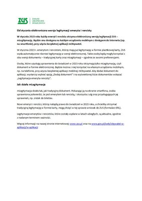 zdjęcie do
														 artykułu: Informacja dla emerytów i rencistów. 