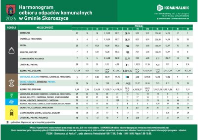 zdjęcie do
														 artykułu: HARMONOGRAM ODBIORU ODPADÓW NA ROK 2026