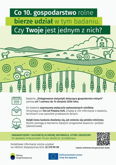 zdjęcie do artykułu: Badanie „Zintegrowane statystyki dotyczące gospodarstw rolnych” (R-SGR)