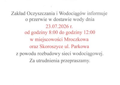 zdjęcie do
														 artykułu: OGŁOSZENIE- PRZERWA W DOSTAWIE WODY