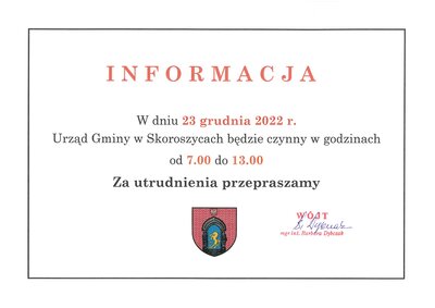 zdjęcie do
														 artykułu: Urząd Gminy Informuje
