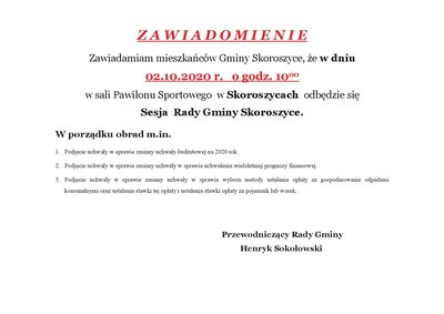 zdjęcie do
														 artykułu: Sesja Rady Gminy Skoroszyce 02 października 2020 r.