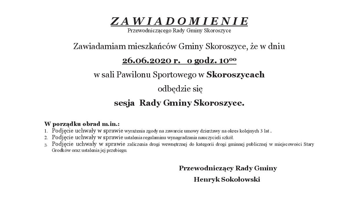 Sesja Rady Gminy 26.06.2020 r. 